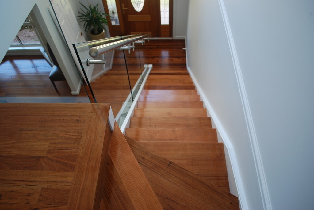 timber staircase looking down